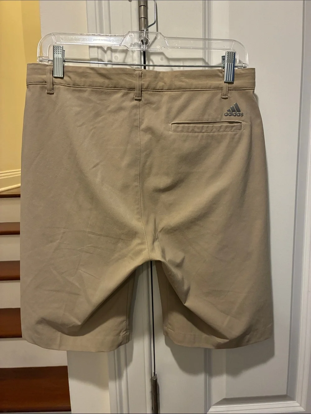 adidas boy’s beige golf performance Flat Front Shorts